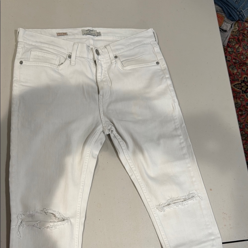 Topman White Skinny Distressed Jeans